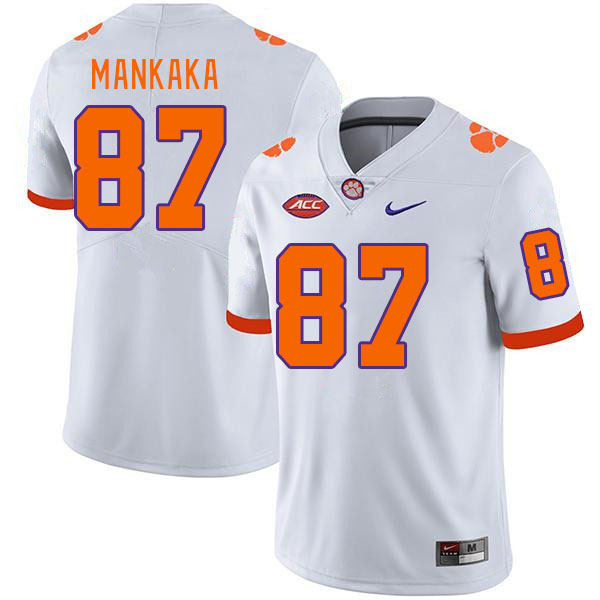 Men #87 Michael Mankaka Clemson Tigers College Football Jerseys Stitched-White - Click Image to Close
